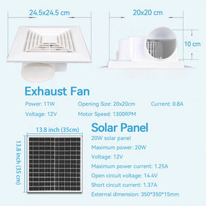 Ventilador Axial Ultra Silencioso <span class=keywords><strong>de</strong></span> 110 CFM y 12V para <span class=keywords><strong>Baño</strong></span>, Extractor <span class=keywords><strong>de</strong></span> Aire con Panel Solar <span class=keywords><strong>de</strong></span> 20W, Montaje Cuadrado en Techo, <span class=keywords><strong>Ducto</strong></span> <span class=keywords><strong>de</strong></span> 4 Pulgadas, Fácil Instalación para <span class=keywords><strong>Baño</strong></span> y Ducha - Product Image 6