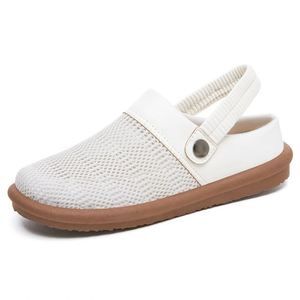 Closed Toe Hollow Out Mesh Casual Slides Women Japanese Style Minimalist Polyurethane Soft Sole Summer <b>Sandals</b> Wholesale - Product Image 6