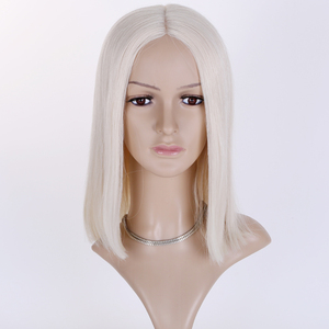 Perruques courtes bob pour femmes, cheveux européens Remy couleur <span class=keywords><strong>blonde</strong></span> blanche personnalisée, 5*5 Mono Top avec dentelle HD, double trame - Product Image 4