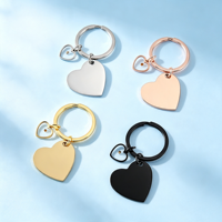 Porte-clés en acier inoxydable Ywyougang en forme de cœur, couleur personnalisable, gravable, cadeau vintage tendance