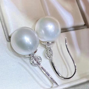 Accessoire en argent S925 pour la création de bijoux, crochet d'oreille tendance avec perle ronde de 9 à 15 mm, support vide pour boucles d'oreilles 20195 - Product Image 2