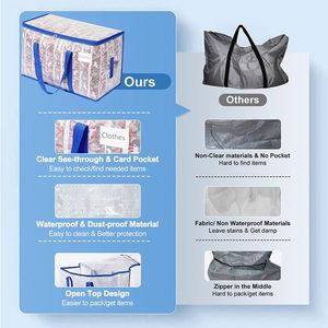 PP Woven Large Clothing Blanket Bed <b>Sheet</b> Toys Gifts Organizer Storage Bag Clear Zipper Moving Bags - Product Image 4