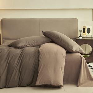 Juego de Ropa de Cama 100% Algodón, 3/4 Piezas, Fibra de Algodón Lavada, Sólido, Estilo Coreano, Funda de Edredón, Sábana Plana, Funda de Almohada, 300 Hilos, Juego de Ropa de Cama para el Hogar - Product Image 2