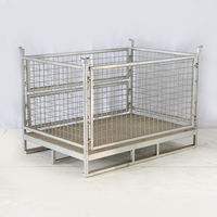 Palette pliable portative de conteneur de maille de cage de fil de fer avec les roues d'expédition en métal pour l'entrepôt et le stockage