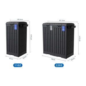 Poubelle de recyclage à double compartiment 110L/<span class=keywords><strong>220L</strong></span> avec finition imitation bois, base antidérapante, poubelle avec étiquettes de recyclage séparées - Product Image 5