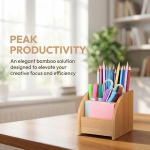 Portalápices multifuncional de escritorio, caja de almacenamiento de madera para oficina, caja de almacenamiento para el hogar y útiles escolares, portalápices de madera maciza - Product Image 2