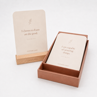 Cartes d'affirmation personnalisées sur le thème de l'amour-propre, de la santé mentale, de la pleine conscience et des soins personnels, avec support en bois