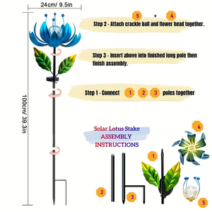 Outdoor Metal Vento Spinners <span class=keywords><strong>Lotus</strong></span> Flower Stake Solar Windmill Yard Garden Farmhouse Decor - Product Image 4