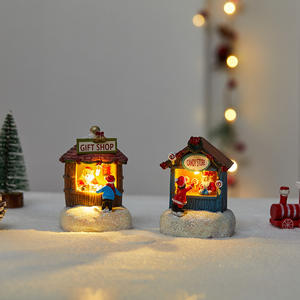 Decoraciones navideñas de resina luminosa, casa pequeña, adornos para tienda de artículos para personas mayores, diseño creativo de escena de luz de casita - Product Image 2