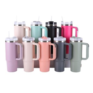 Stainless Steel <b>Insulated</b> <b>Mug</b> 30oz With Straw And Handle Car Travel Cup For Outdoor Sports Home Use - Product Image 2