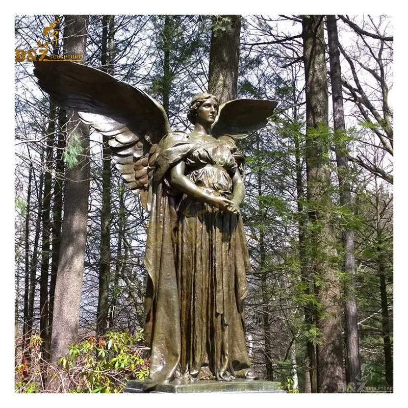 حديقة زخرفة المعادن تمثال امرأة بالحجم البرونزي جميلة الجارديان تمثال ملاك