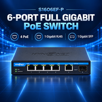 Switch PoE Gigabit 6 ports, 4 ports 802.3af/at 30W avec RJ45 et SFP Uplink pour caméras IP CCTV