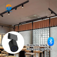 Lámpara de Riel Magnética Ultrafina de Nuevo Diseño con Sistema de Altavoces Externos para Música y Sonido Personalizable en el Hogar y la Oficina
