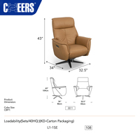 Fauteuil inclinable électrique moderne en cuir véritable orange MANWAH CHEERS, fauteuil de luxe pour salon, entrepôt, villa