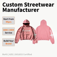Sweat à capuche court unisexe rose personnalisé avec impression en relief, en molleton uni, vente en gros pour marques de vêtements