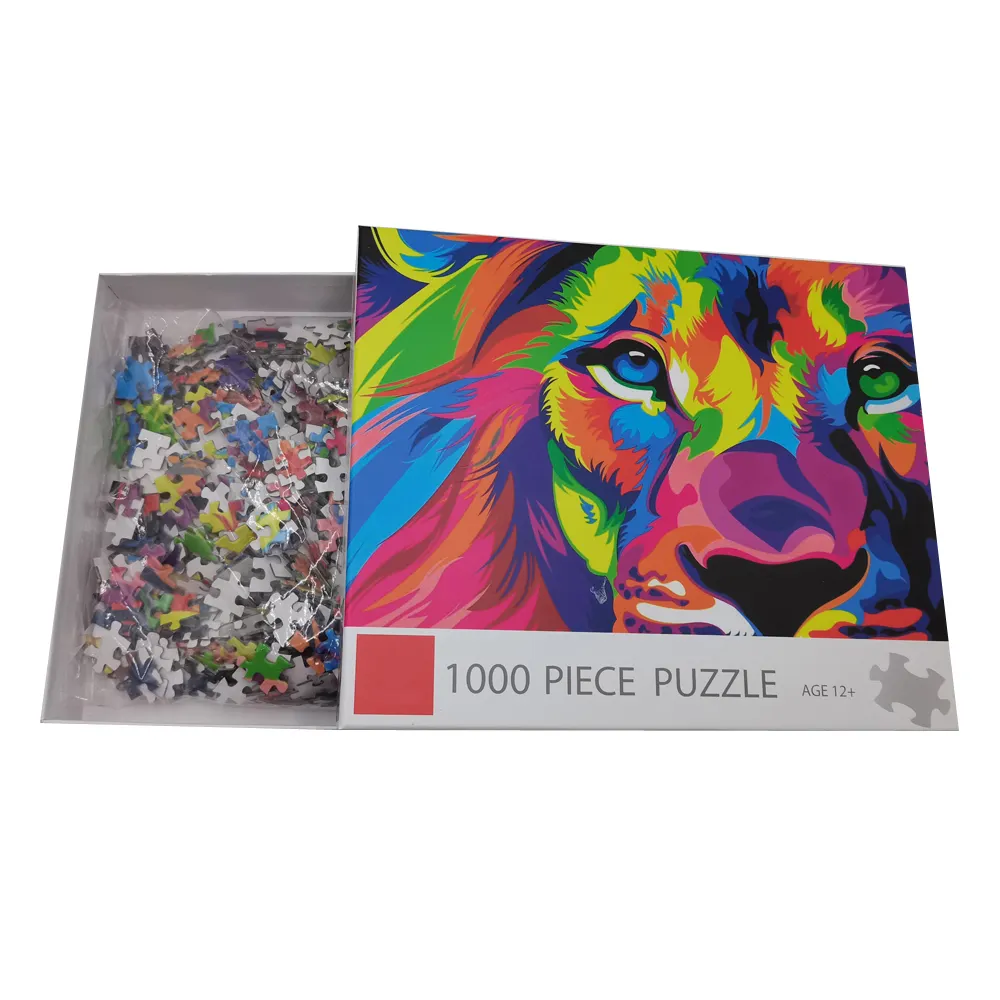 Pabrik desain kustom ukuran cetakan Logo dewasa dan anak-anak karton 1000 buah teka-teki Jigsaw