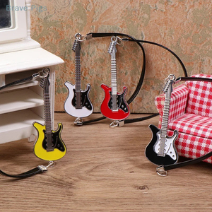 Mini pendentif <span class=keywords><strong>guitare</strong></span> en métal, figurine de <span class=keywords><strong>guitare</strong></span> électrique de simulation, accessoire de décoration DIY pour maison de poupée et micro-scène, accessoire de collier - Product Image 1