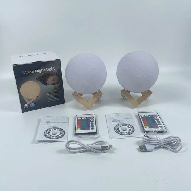 Smart Touch 3D Custom DIY Printing 16 Color Changing RGB Plug-In Modern Bedroom LED Full Moon Globe Night Light