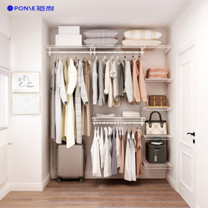 Système d'organisation de placard <span class=keywords><strong>suspendu</strong></span> moderne en métal verrouillable, étagères réglables en fil métallique, paniers en maille pour chambre à coucher, atelier - Product Image 6