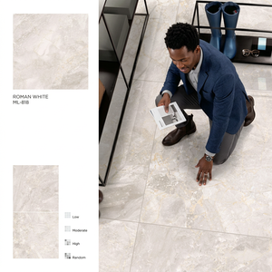 Sify Beige Ivory Glossy Vitrified Porcelain Floor Tiles Luxury Marble Design 32x32 Inch - Product Image 4