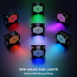 Projecteurs <span class=keywords><strong>de</strong></span> scène RGB Par Can Beam 60 LED 90W, dimmables, avec télécommande DMX et contrôle sonore pour DJ, mariages, fêtes, lot <span class=keywords><strong>de</strong></span> <span class=keywords><strong>2</strong></span> - Product Image 2