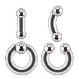 Stainless Steel Large Size Straight Barbell Internal Threaded Big Gauge Horseshoe Rings Captive Bead Ring Earring Piercing