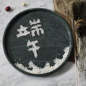 Plateau de service en marbre tavertine poli de luxe naturel étanche avec surface aiguisée pour bijoux décoratifs de fruits alimentaires pour la maison - Product Image 4