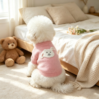 Pull en tricot brodé motif animal de dessin animé, en polaire arctique doux et chaud pour petits chiots et chatons, tailles S-XL