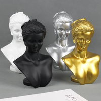 Présentoir de bijoux demi-portrait, en résine, présentoir de collier, accessoires de comptoir, porte-bracelet et boucles d'oreilles, statue d'exposition de bijouterie