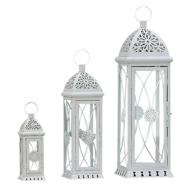 Linternas blancas decorativas para decoración de boda, linternas decorativas de diferentes tamaños