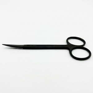 Tijeras Iris Curvas de 11.5cm, Microdentadas, Instrumentos Quirúrgicos Oftálmicos, Juego de Instrumentos Manuales, Acero Inoxidable Negro - Product Image 1
