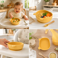 Assiette et bols en silicone pour bébé, design panda antidérapant, personnalisables, meilleur prix, vaisselle pour enfants.