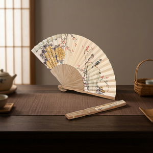 27 cm Chrysanthemum <b>Bamboo</b> Folding Fan Elegant Handcrafted <b>Crafts</b> Product - Product Image 2