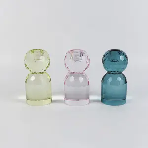 Personalizzazione nuovo dewsign vari portacandele trasparenti di lusso in cristallo di colore