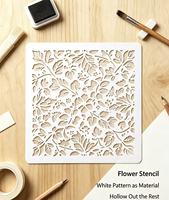 Pochoir réutilisable en PET 6x6 pouces, motif floral ajouré, modèle DIY pour journal, scrapbooking, carte postale vintage, décoration artisanale