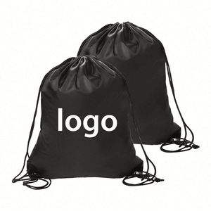 High Quality Swimming Soccer Outdoor Sports Kids Recyclable Nylon Black Frosted Drawstring <b>Backpack</b> - Product Image 1