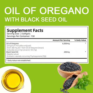 Cápsulas de Aceite de Orégano OEM con Aceite de Semilla Negra, Suplemento de Extracto de Aceite de Orégano Orgánico en Cápsulas Blandas - Product Image 3