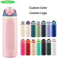 Bouteille d'eau sport isotherme en acier inoxydable avec logo personnalisé, 19oz, 24oz, 32oz, double ouverture, idéale pour les enfants et les voyages, garde au chaud