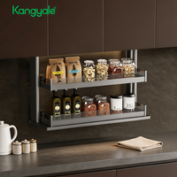 Panier de cuisine élévateur à commande vocale intelligente, rangement automatique à tirage tactile, double couche, en aluminium et verre trempé