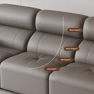 Genuine Leather Top Layer Cowhide Sofa Modern Simple Solid Wood Straight Sofa For Small Living Room Home - Product Image 2