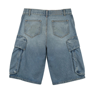 Shorts Cargo Vintage Teñidos a Mano con <span class=keywords><strong>Spray</strong></span>, Al Por Mayor, Lavado Azul Claro, Estilo Holgado, Jorts, Novedad 2026, 100% Algodón, Shorts Utilitarios - Product Image 2