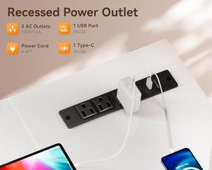 Coleshome Bàn làm việc màu trắng hiện đại hình chữ L 42 inch cho văn phòng gia đình có thể đảo ngược góc ngăn kéo máy tính Ổ cắm điện không gian nhỏ - Product Image 6