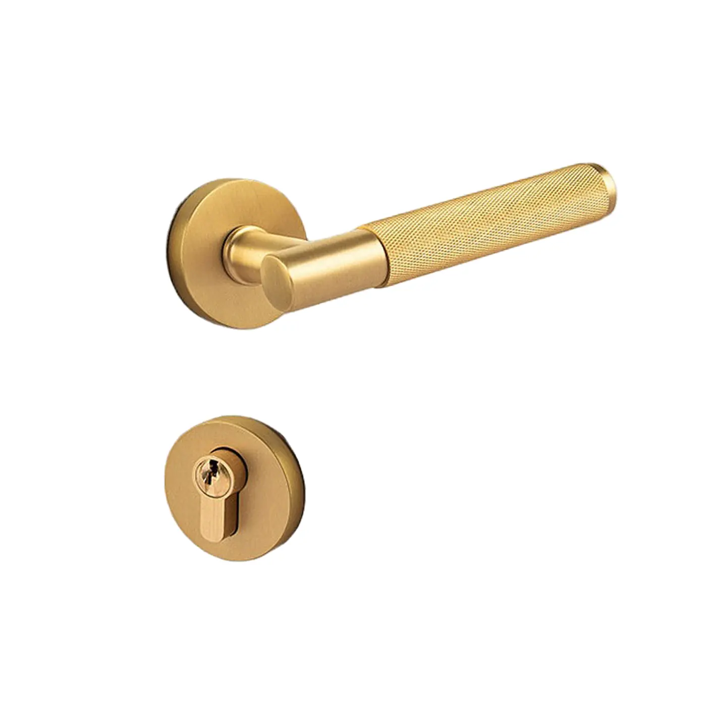 Latão Ouro Aço Inoxidável Sólido 304 Privacy/ENTRANCE/PASSAGER Alavanca de porta com orifício chave separado