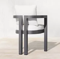 PORTOFINO Mobilier d'extérieur en aluminium de style américain Chaise à dossier en T et demi-cercles Chaise de salle à manger en aluminium fabriquée à la main avec bras