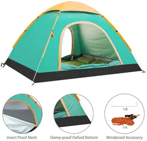 Amazon Menjual Panas Camping Tent untuk 2-4 Orang Keluarga Dome Tahan Air Backpacking Tenda Setup Yang Mudah