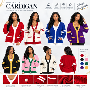Vêtements de sororité grecque personnalisés, cardigan standard en tricot 12GG, 100% coton, patch en chenille brodé, pull varsity à manches longues - Product Image 1