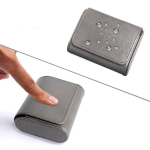 Caja de almacenamiento para cables de datos y auriculares, mini estuche de cuero PU para auriculares Bluetooth, funda protectora impermeable para tapones para los oídos - Product Image 3