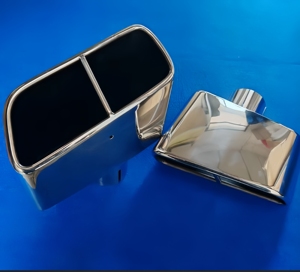 304 Roestvrijstalen Dubbele Uitlaat Auto Uitlaattip Gepolijst Chroom Quad Look Achteruitlaat Eindpijp Accessoire - Product Image 4