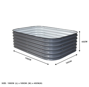 Jardinera Elevada Galvanizada con Fondo Abierto, Transpirable y Resistente a las Malas Hierbas, Caja de Cultivo de Vegetales Personalizada en Negro y Plata - Product Image 3