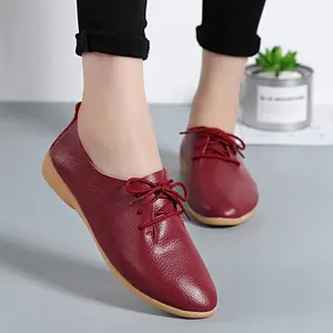Zapatos planos informales para mujer, calzado de piel auténtica coreana, talla grande, venta al por mayor